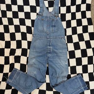 vintage reworked 1970s big mac jcpenney overalls custom crazy fade waist size 31